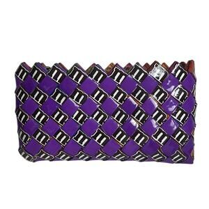 Y2K MITZ M&M's Candy Wrapper Woven Wallet Clutch Purple Recycled Handmade Mexico